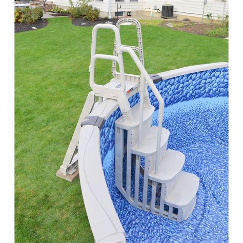XtremepowerUS 32 in. Plastic Pool Safety Ladder 4Step Deck Stairs for