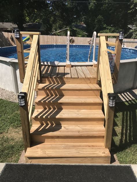 Pool deck ideas Above ground pool steps, Pool steps, Above ground