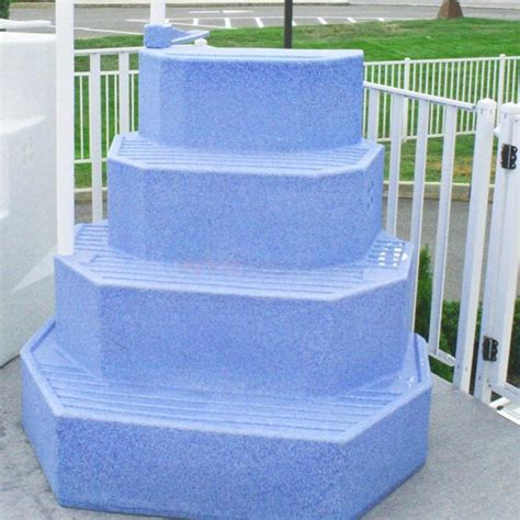 Merlin King Aqua StairCase Blue Granite with two Handrails on Pool and